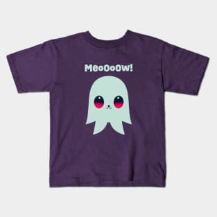 MeoOoOw! || Kawaii Ghost || Halloween Cat Ghost Kids T-Shirt